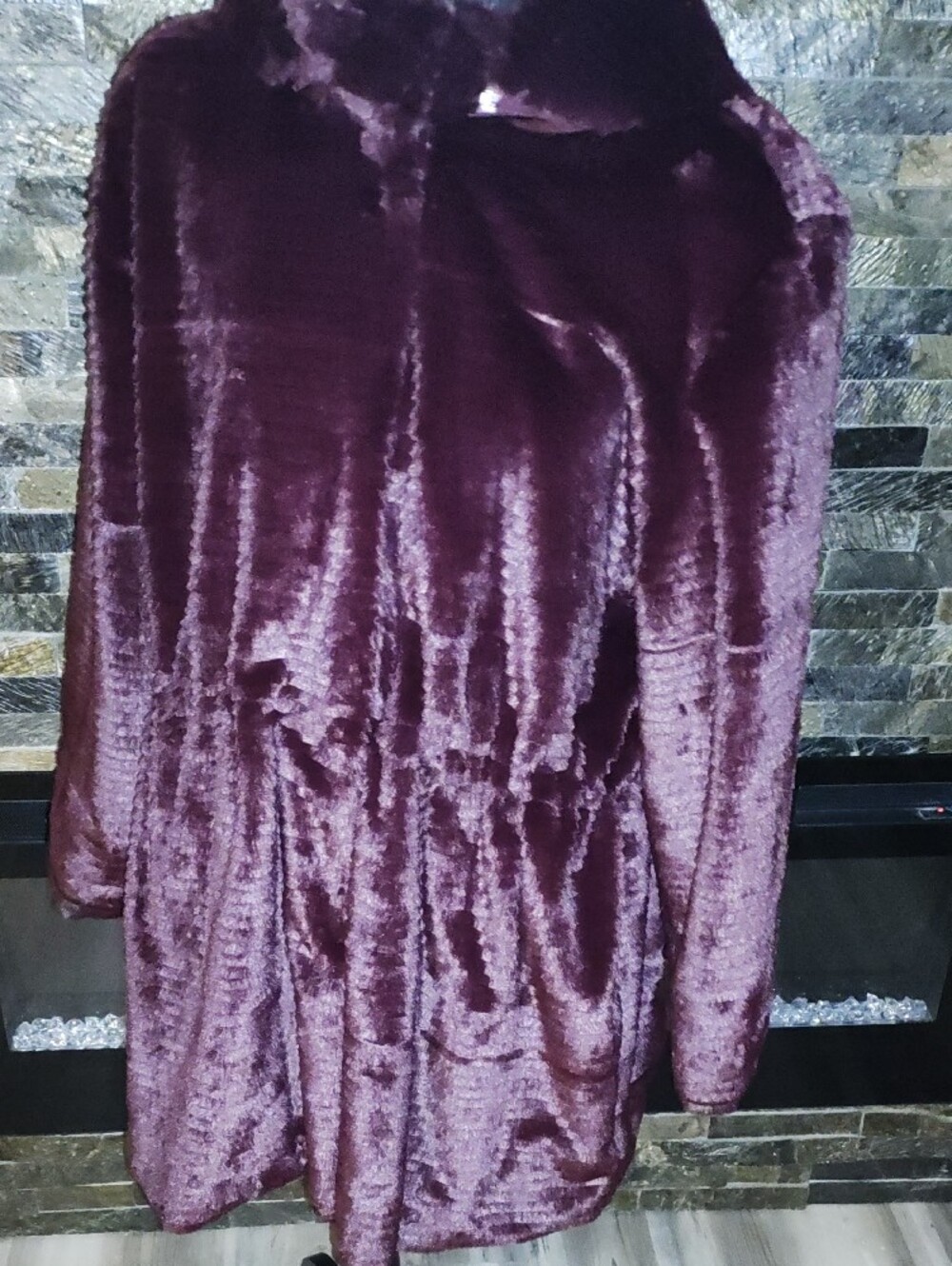Dennis Basso Women's Plush Soft Faux Fur Deep Burgundy Coat Size XL Petite - Picture 9 of 14